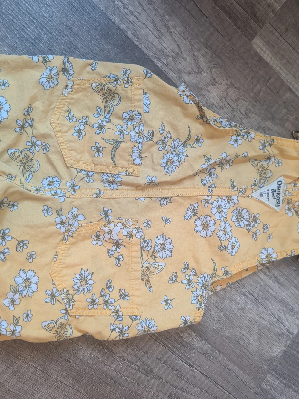 OshKosh B'gosh Yellow Floral Shortie Overalls